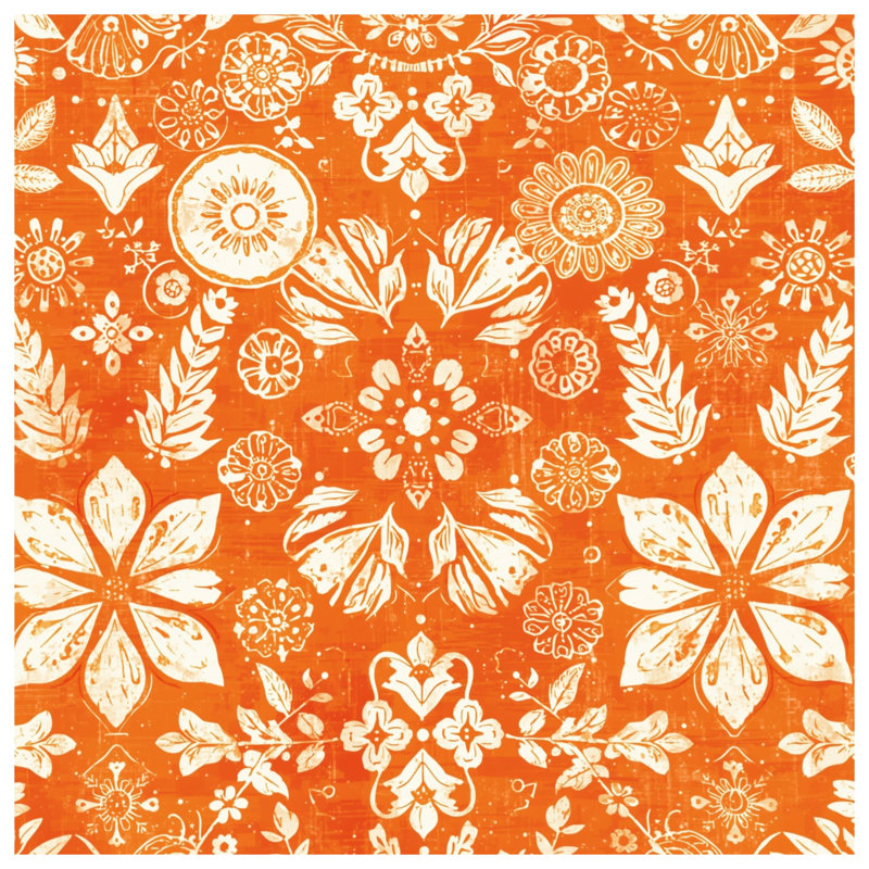 Édredon orange à motif floral, Lit simple