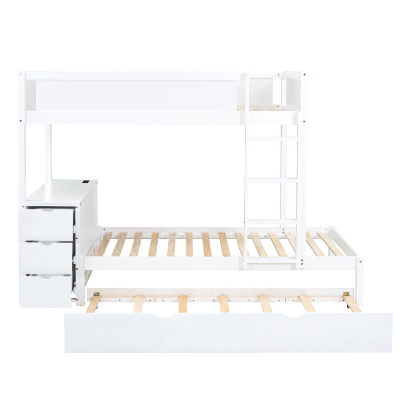 Lit superposé Twintwin avec rangement en blanc - Maximiser l'organisation de la chambre à coucher Bureau, rangement, lit gigogne simple pour les familles