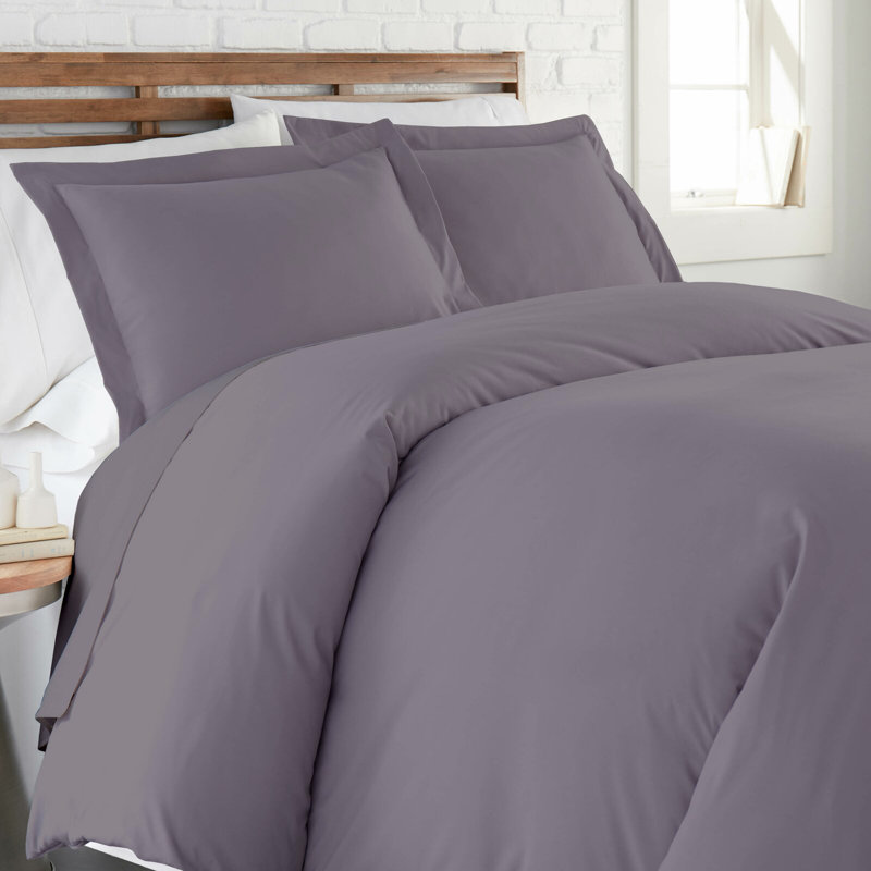  Ensemble de housse de couette en coton biologique standard, Housse de couette très grand et 2 taies, Gris foncé