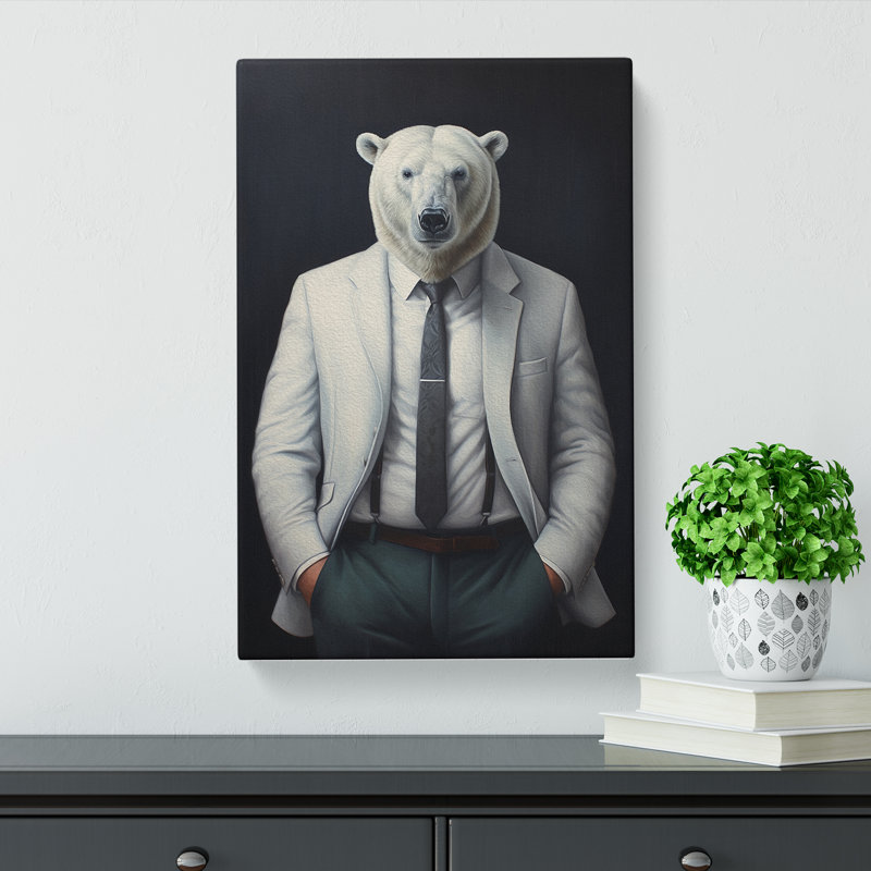 Polar Bear In A Suit Painting No.4 - Single Picture Frame Print, 60cm H x 40cm W x 3cm D