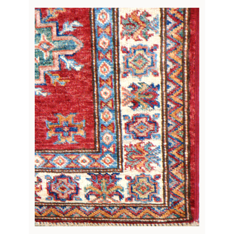 Kazak Hand-Knotted High-Quality Red/Ivory Area Rug