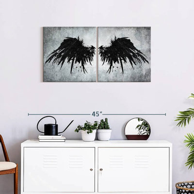 «Black Fallen Angel Wings», reproduction sur toile