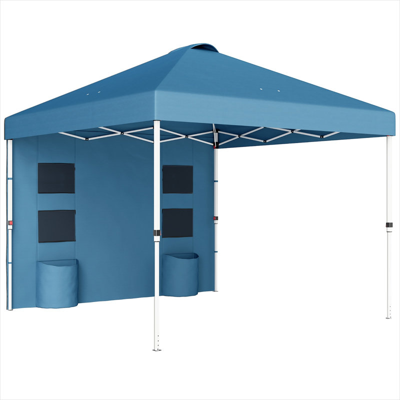 Auvent 10 x 10 pi pour l'extérieur en métal bleu et tissu Oxford, avec rangement réglable, Blue