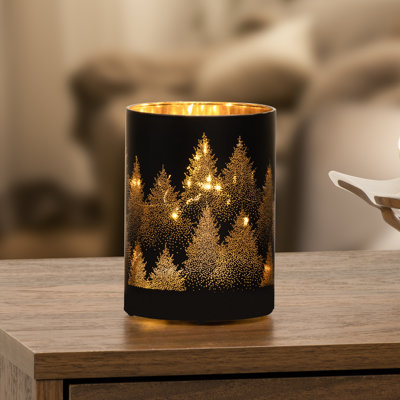  Okolona Tree Motif Portable Glass Hurricane Lamp (5")
