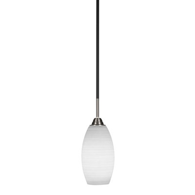 Chessani Paramount Stem Hung Pendant Shown In Matte Black & Brushed Nickel Finish With 5.5" Glass