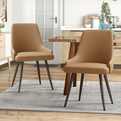 Ensemble de 2 chaises de salle à manger modernes avec coussins épais et rembourrés en similicuir avec pieds en métal Modern