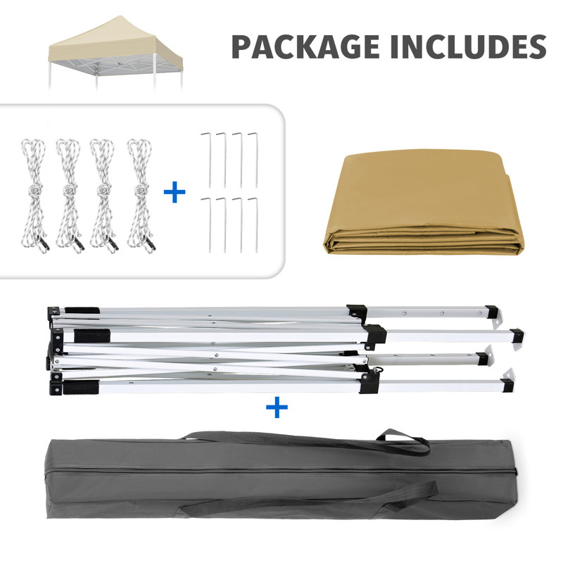 Yellow 5x5 Portable Adjustable Height Canopy Tent with White Frame