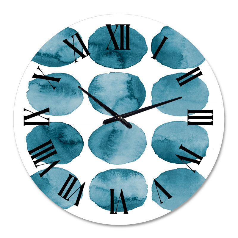Cercles aigue-marine - éléments géométriques bleus - horloge murale moderne, Surdimensionné