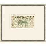 Green Horse - Mennonite Ledger Drawing Print by Soicher Marin Archives
