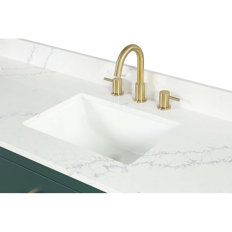 Green Solid Wood 84" Freestanding Double Sink Bathroom Vanity