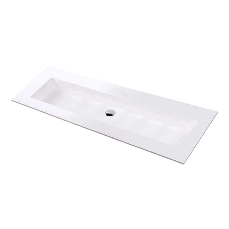 Kubitop 60.5'' L Bathroom Sink, Matte White, No Hole