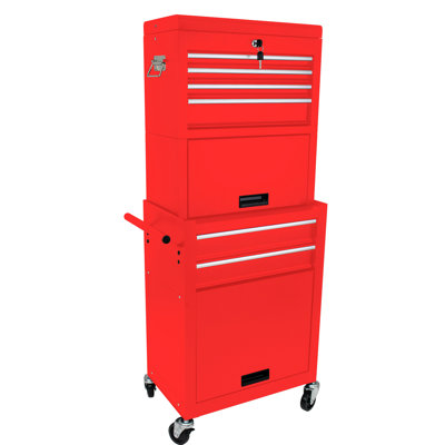 6 Rolling Metal Tool Cabinet With Lock - Garage Workshop, Red Detachable Box For Workshop Storage