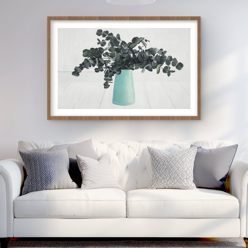 Bouquet d'eucalyptus - impression encadrée avec passe-partout, Brun