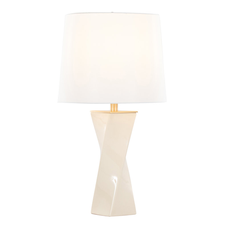 Lampe de table carrée en céramique 26 po Clarissa, Crème