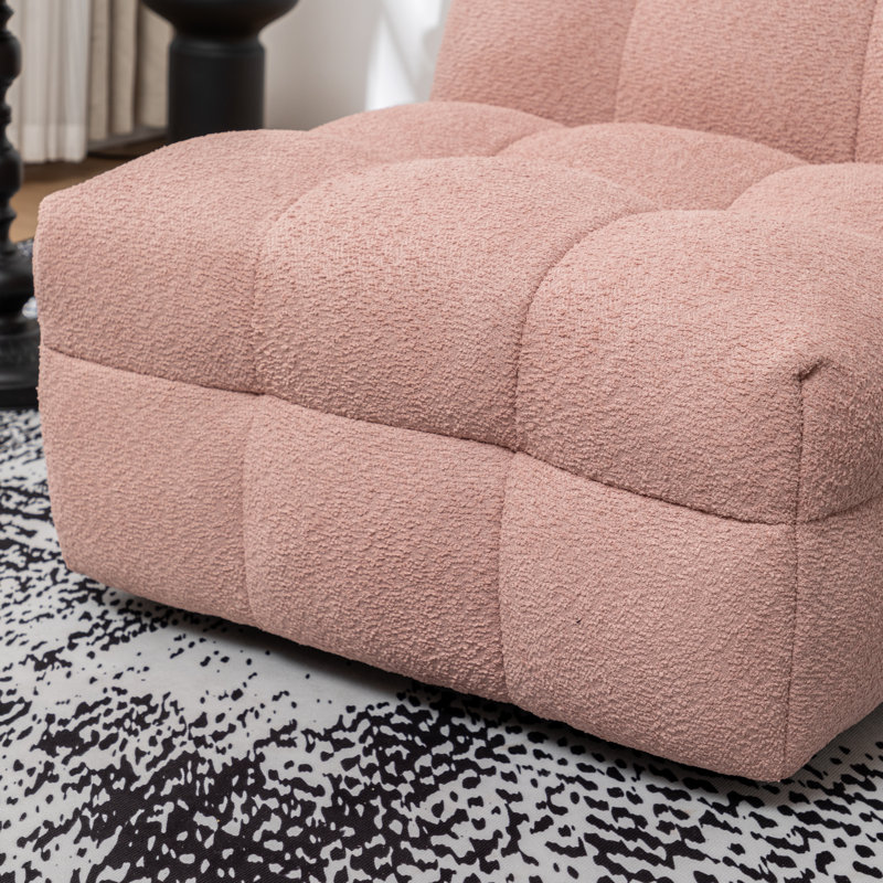Avdul 28.5 Wide Armless Tufted Swivel Chair, Pink