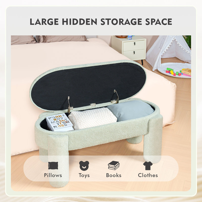 Banc de rangement avec repose-pieds Adripa, Tissu vert