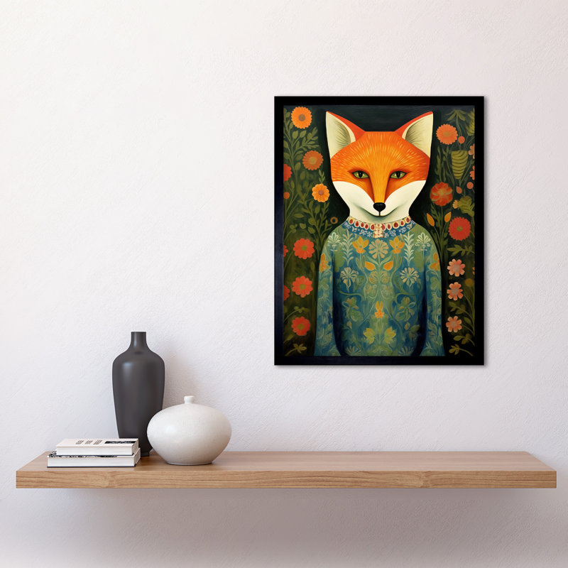 Fox Flaunting Fancy Floral 1 Piece Single Picture Frame Wall Art