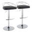 Tabouret de bar réglable avec pivot en métal chromé et similicuir avec repose-pieds arrondi en T - ensemble de 2