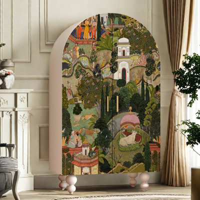Armoire arquée avec tablettes et tringle à vêtements