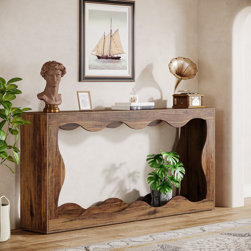 Console 63 pouces avec rangement, Brun