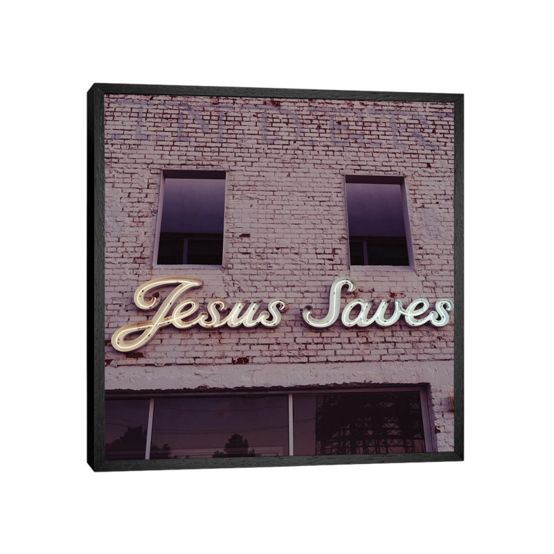 Jesus Saves III by Bethany Young - Print on Canvas, 45.72cm H x 45.72cm W x 3.81cm D, Black Framed
