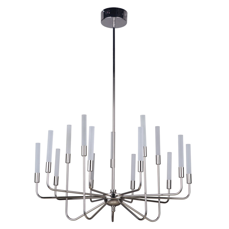 Lustre classique / traditionnel à 15 lumières de style bougie Zermeno, Nickel poli