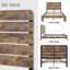 Structure de lit double rustique avec tête de lit, lit plateforme robuste et silencieux avec support en lattes de bois, aucun sommier requis-273442037-295092805
