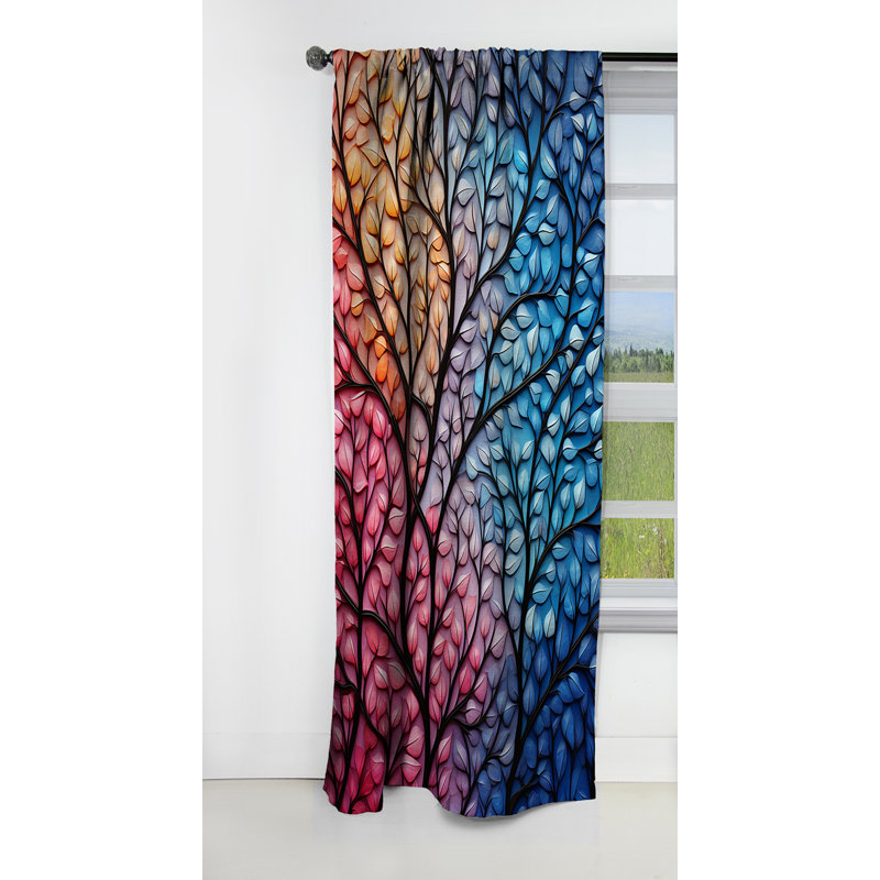 Katlyn - Rideau d'arbre - Rideau occultant à motif floral - 1 panneau, L 52 po x L 108 po