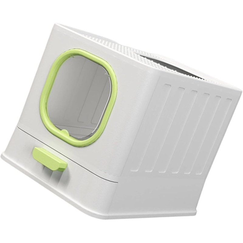 Boîte à litière pour chats avec bacs à litière facile avec couvercle et sans résidus, Grass Green