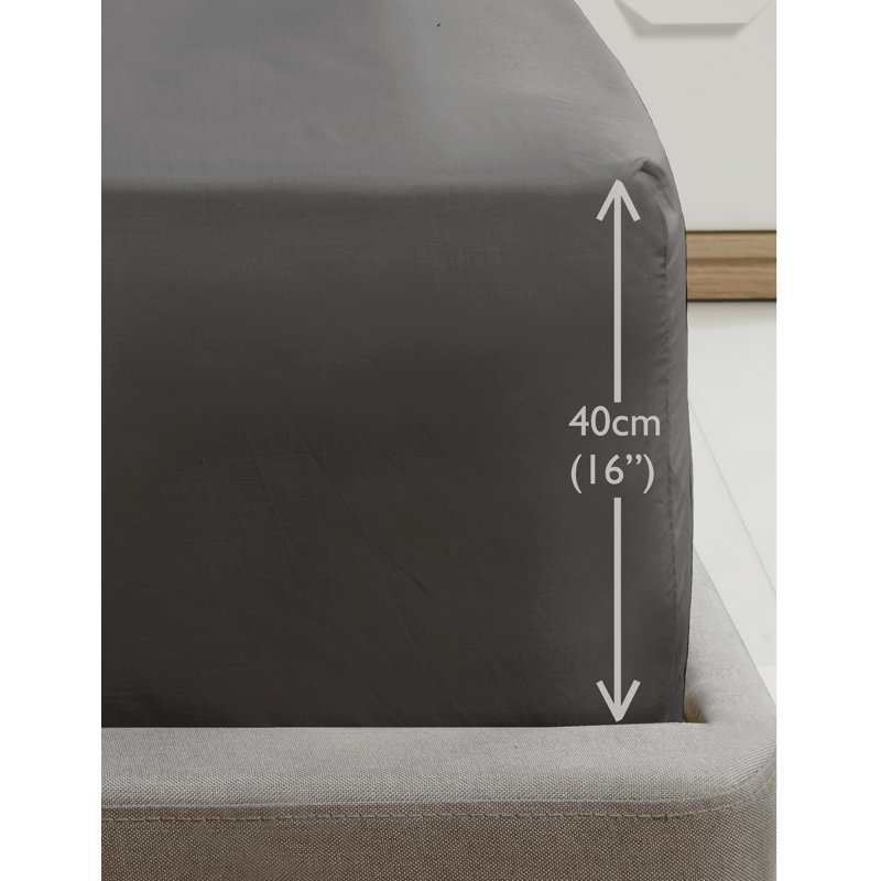 Asaru Cotton Blend Fitted Sheet, Double (4'6), Black