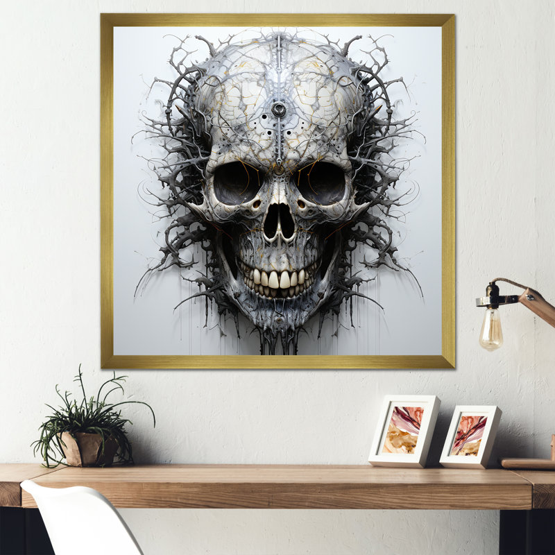 " Art Of The Skull I ", Gold Single Picture Framed, 30" H x 30" W x 1" D
