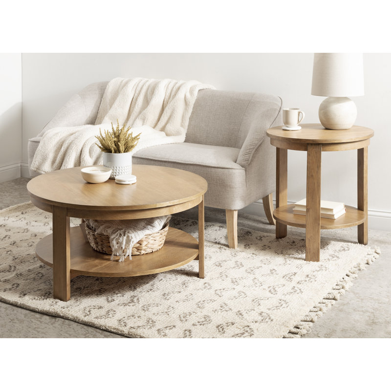 Aamnah Prayash Tiered Round Living Room Coffee Table, Natural