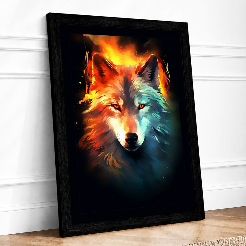 Fire And Ice Wolf Fantasy - Print, A4 - 29.7 x 21.0 cm, Black