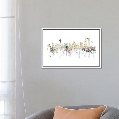 Glasgow Collage Skyline by Natalie Ryan - Floater Frame Gallery-Wrapped Canvas Giclée on Canvas