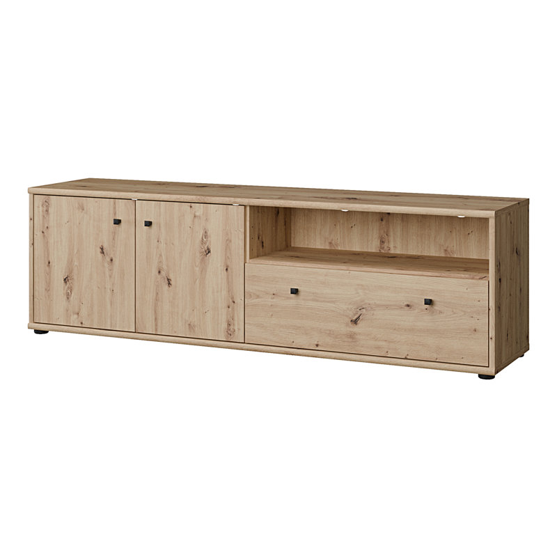 Sabel Modern TV unit with 2 doors, 1 drawer and open compartment, living room cabinet, engineered wood, 143.9 cm W x 43.9 cm H x 34.8 cm D
