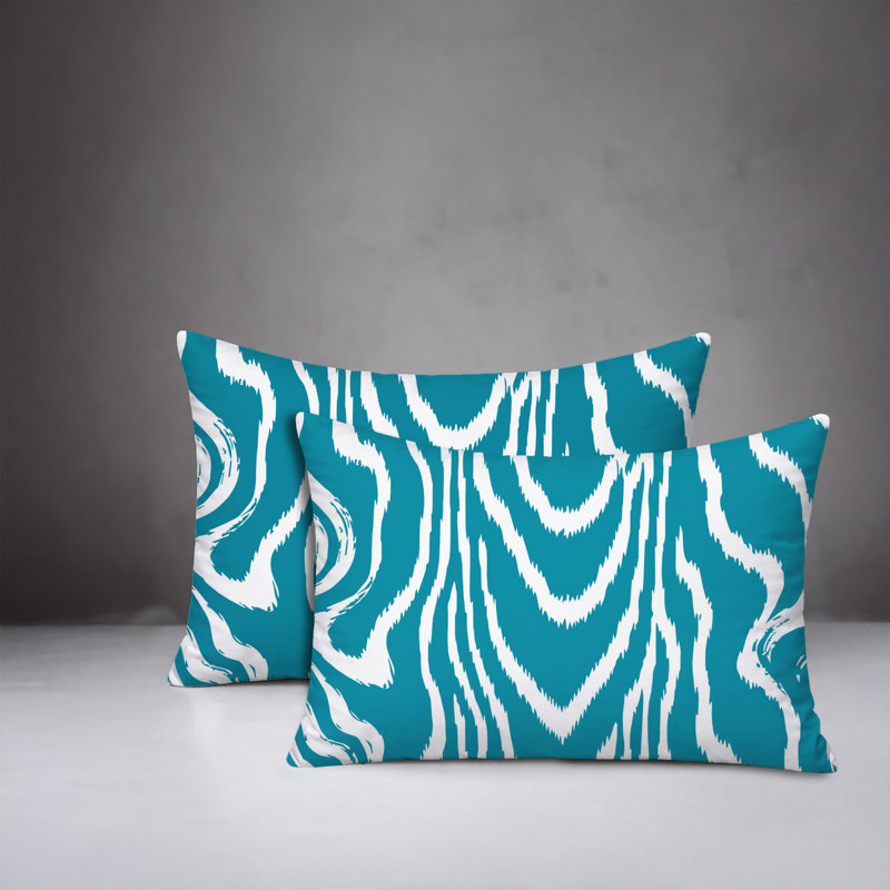 Oreiller réversible intérieur / extérieur Meli, 25x18, Turquoise