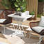Table d'appoint portative pour patio, table d'appoint réglable pour l'extérieur, blanc