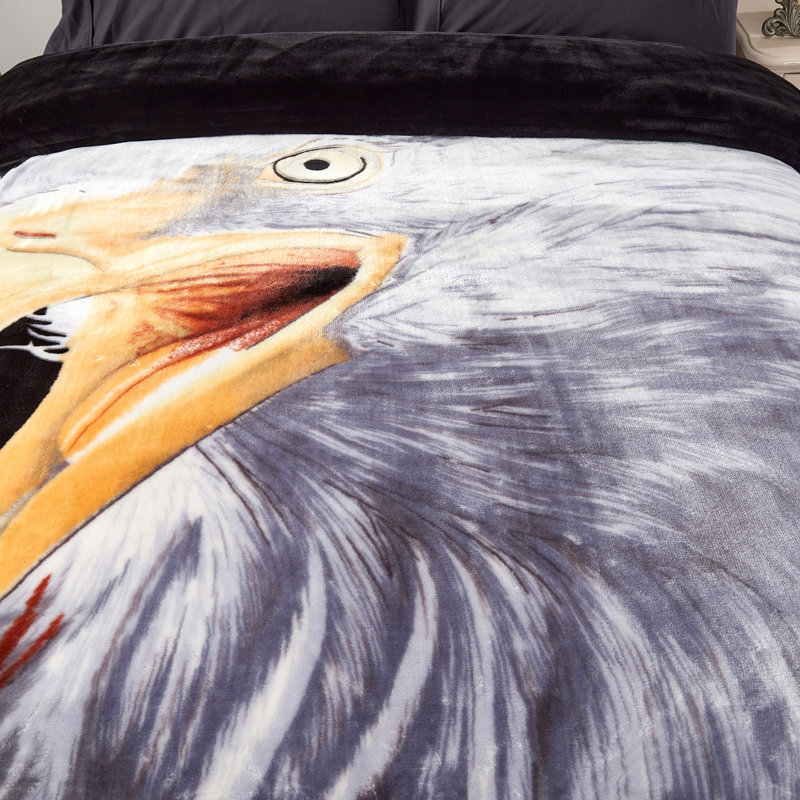 King Size Black and Gray Fleece Reversible Blanket