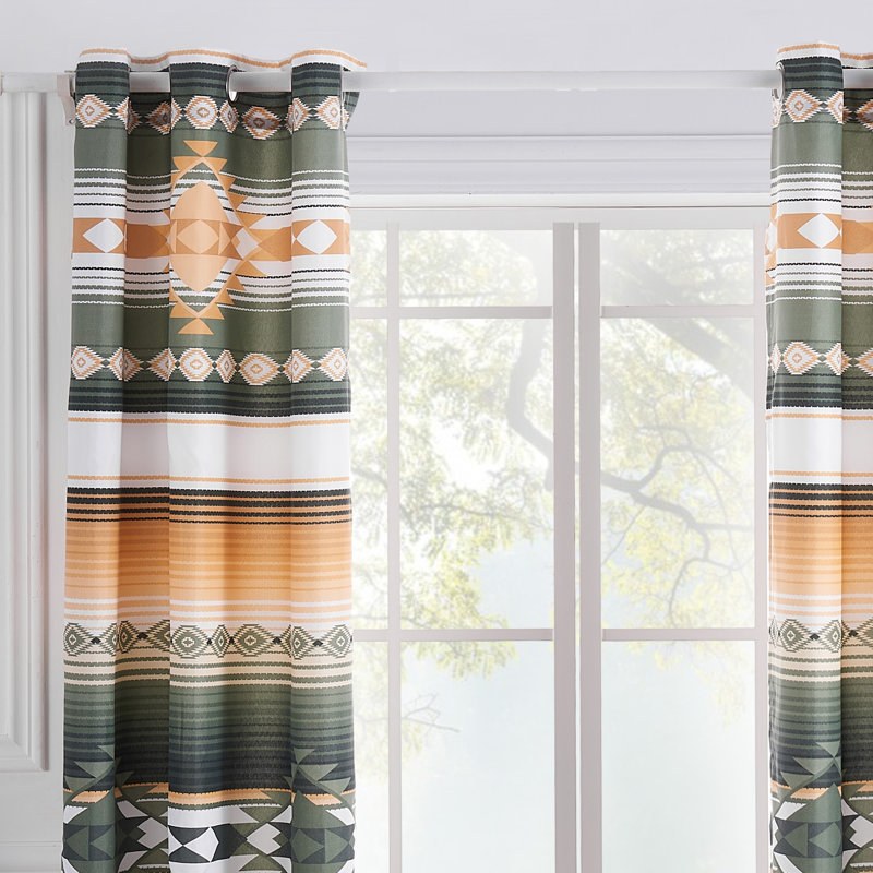 Zuma Southwest Geometric Semi-Sheer Grommet Curtain Panel Set