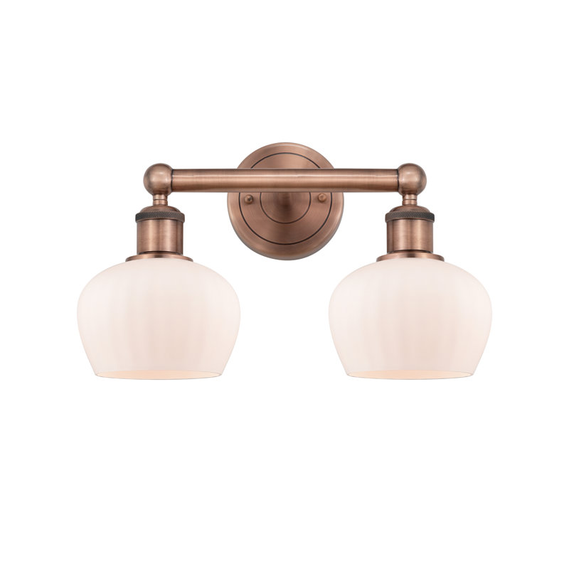 Éclairage pour meuble-lavabo à 2 lumières, Blanc mat, Cuivre antique