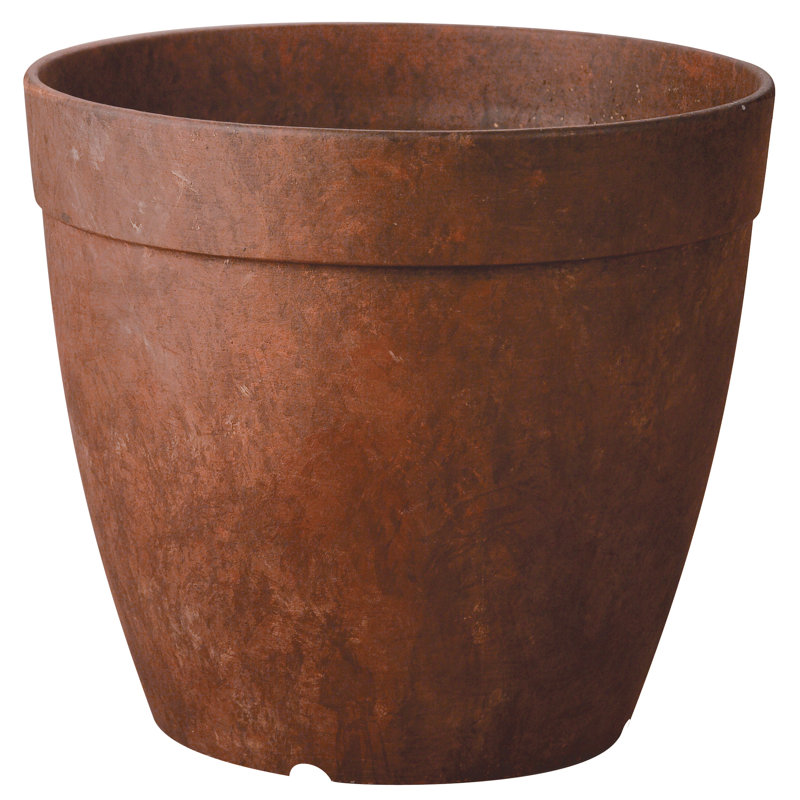 Novelty Artstone Dolce Round Plastic Resin Pot Planter, Rust, 8in