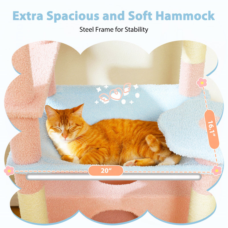 Arbre à chat en peluche 72 po, Bleu, H 72 po x l 16,9 po x L 20,9 po