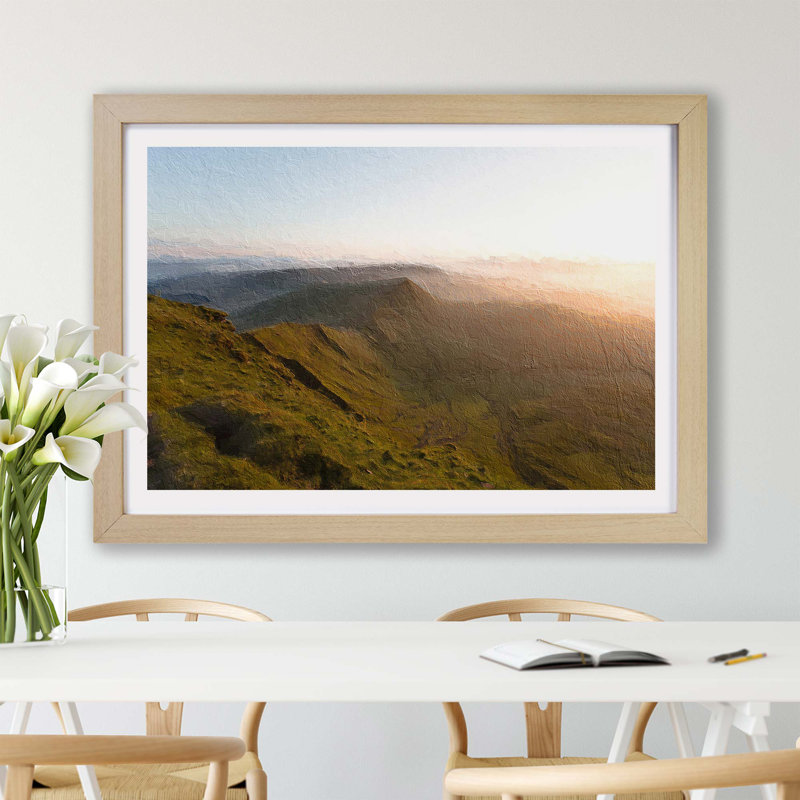 Pen Y Fan in The Brecon Beacons Wales - Framed Print, 33cm H x 45cm W x 2cm D, Oak