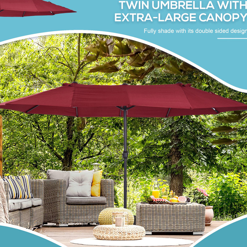 extra large umbrella patio FIM Flexy Aluminum 8' x 16' Rectangular Offset use crank lift Waterproof Mondawe 15ft Rectangular Double-Sided Outdoor