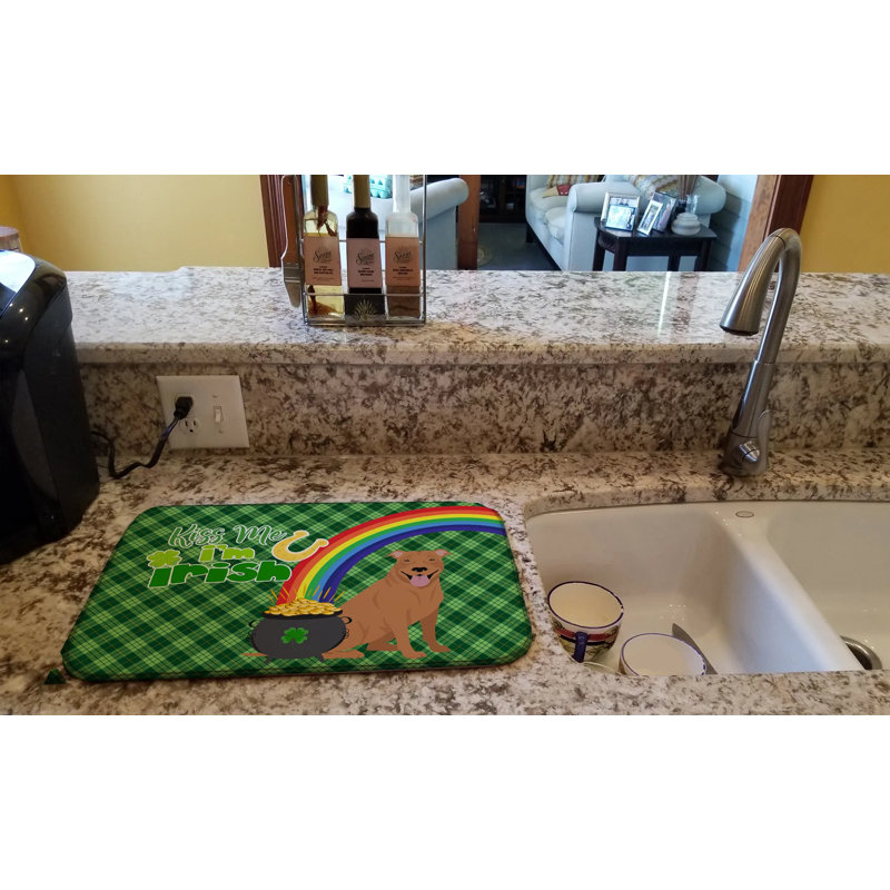 Absorbent Dish Drying Mat With Polyester Surface & Pu Foam Layer, Fast Drying Kitchen Counter Mat