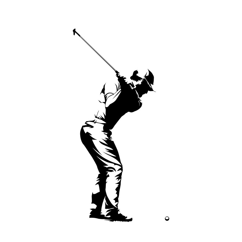 Golf Player Vector - Wrapped Canvas Print, 122cm H x 122cm W x 3.8cm D