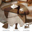 Modern Triangle Coffee Table, Tempered Glass Top & Curved Wooden Base for Living Room-416388525-416388527-416388533