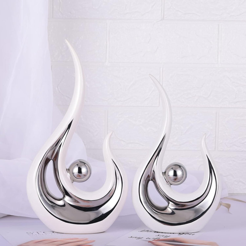 2-pack Modern Abstract Ceramic Sculptures