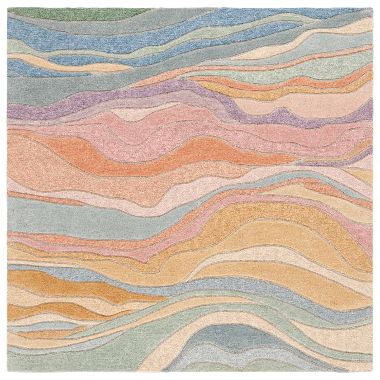 Hand-Tufted Abstract Rug, Square 4'
