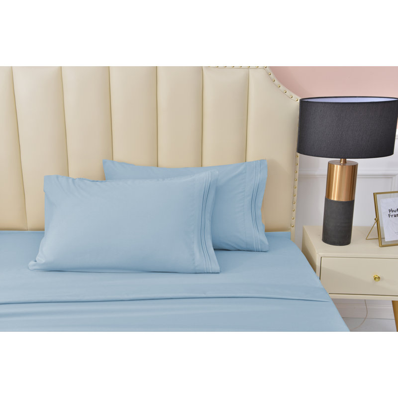 Ensemble de draps en rayonne de bambou, Simple TG, Bleu clair